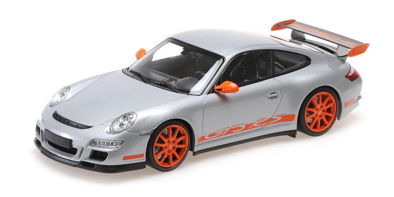 Porsche 911 GT3 RS 2007 (argintiu/portocaliu) - 1/18 Minichamps