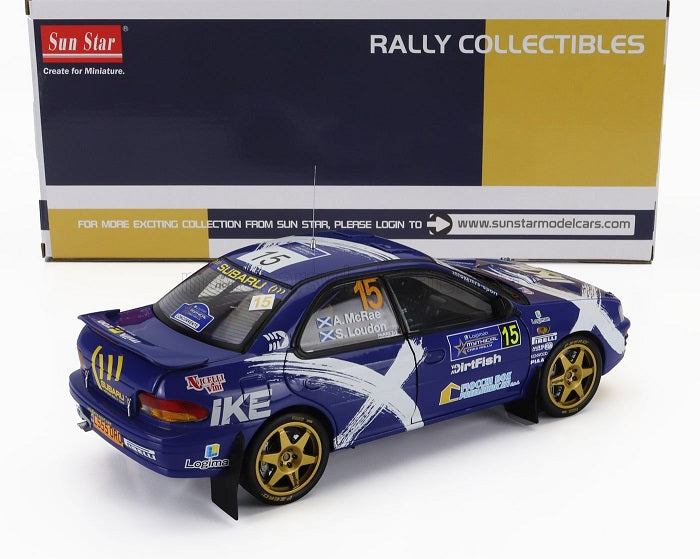 Subaru Impreza 555 #15 Alister McRae/Stuart Loudon Logiman Mythical Cars Rally 2023 - 1/18 Sun Star