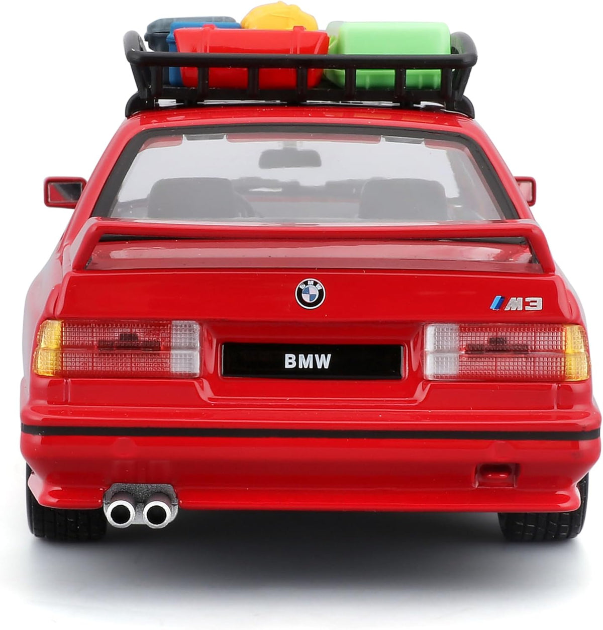 BMW M3 E30 1988 rosu cu portbagaj deasupra si bagaje - 1/24 Bburago