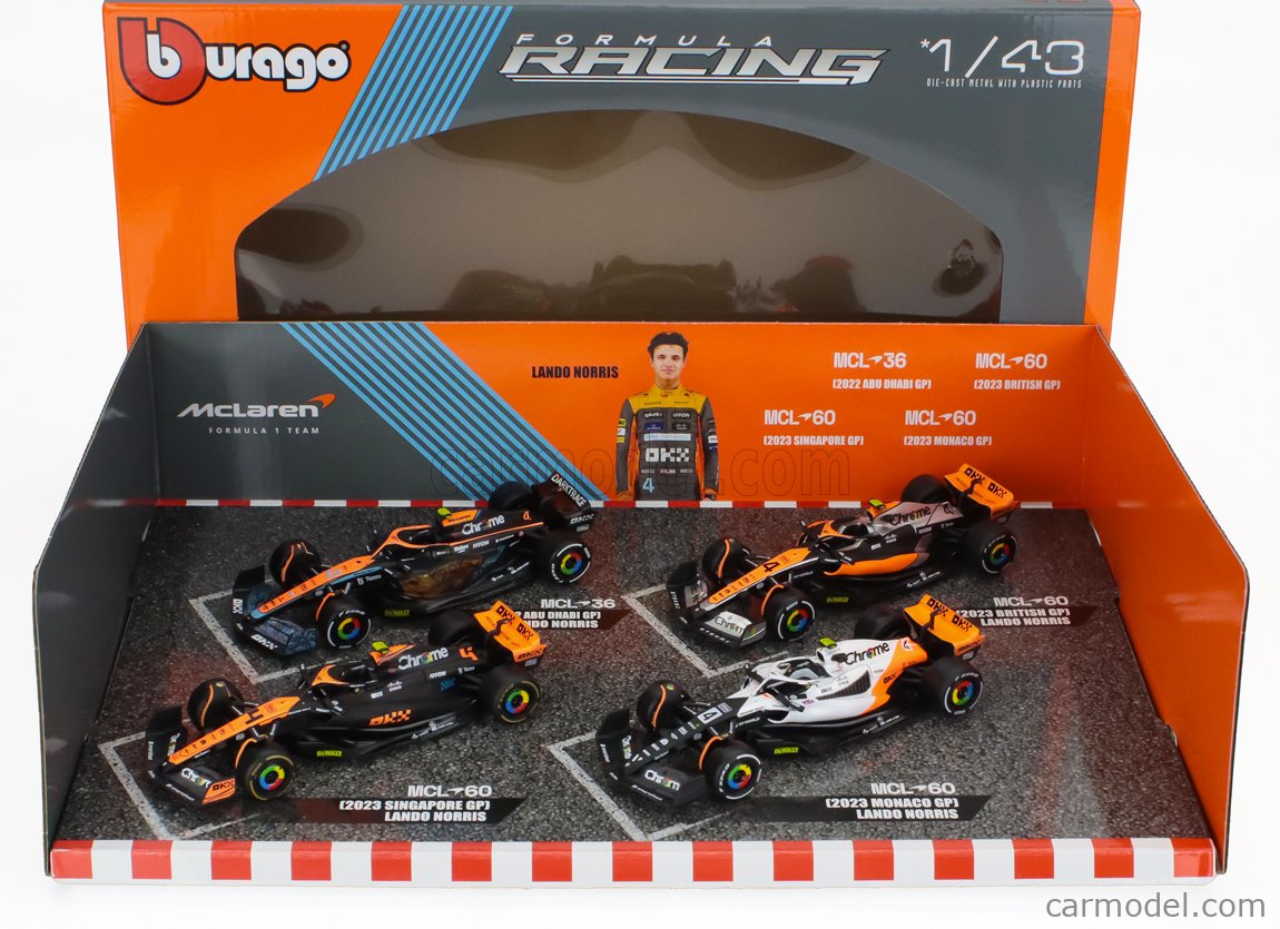 Set 4 machete Formula 1  #4 Lando Norris McLaren 2022-2023 - 1/43 Bburago