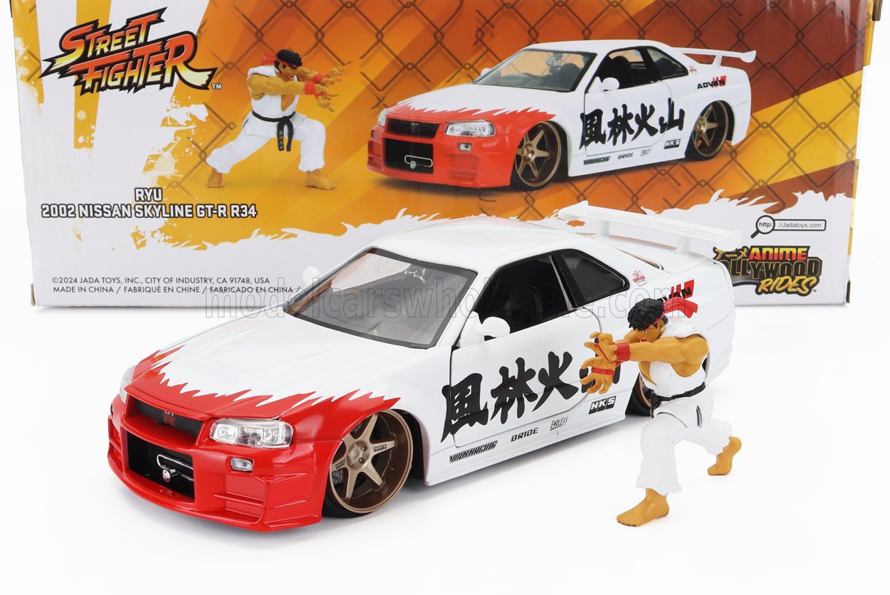 Nissan Skyline GT-R R34 2002 si figurina Ryu - 1/24 Jada
