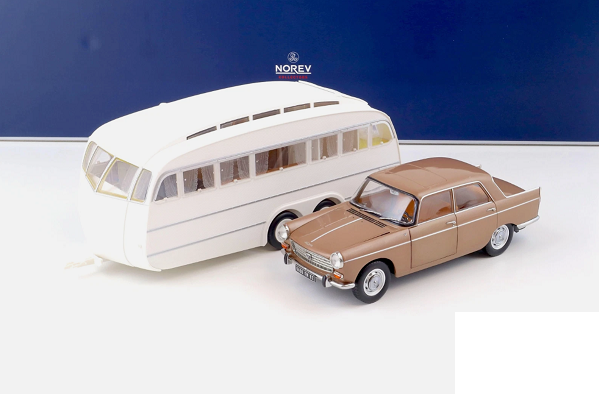 Peugeot 404 din 1965 si rulota - 1/18 Norev