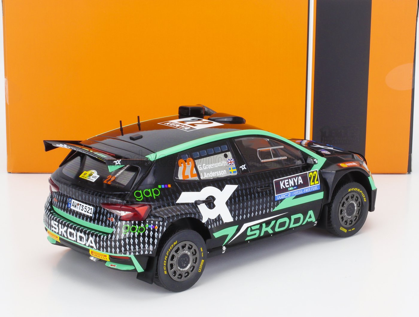 Skoda Fabia Rally2 2023 #22 Winner WRC2 Safari Rally Kenya 2024 - 1/18 IxoModels