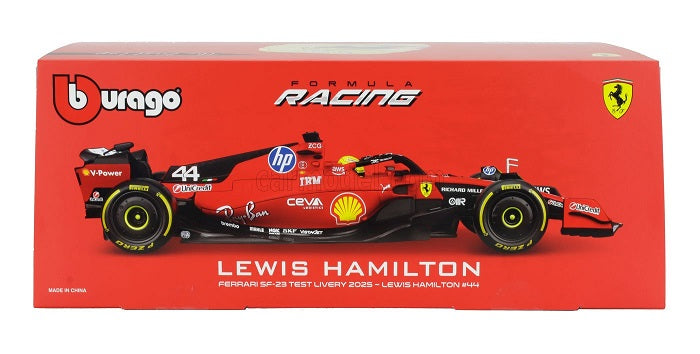 Formula 1 Ferrari SF-23 Pre-Season Testing 2025 Lewis Hamilton #44 cu vitrina plexiglass - 1/18 Bburago
