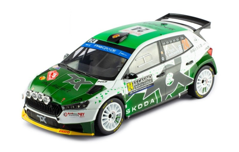 Skoda Fabia Rally2 #24 Rallye Monte-Carlo 2023 - 1/18 Ixo Models