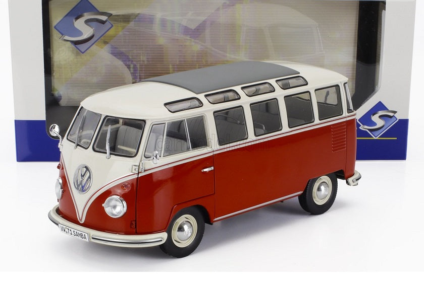 Volkswagen T1 Samba 1962 rosu/alb - 1/18 Solido