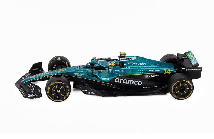 Formula 1 Aston Martin AMR25 Fernando Alonso cu vitrina plexiglass - 1/24 Bburago