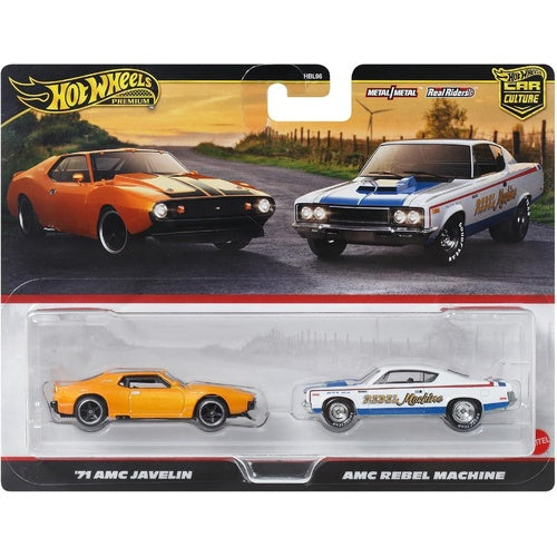 Set 2 masinute metalice AMC Javelin 1971 si AMC Rebel Machine - 1/64 Hot Wheels Premium