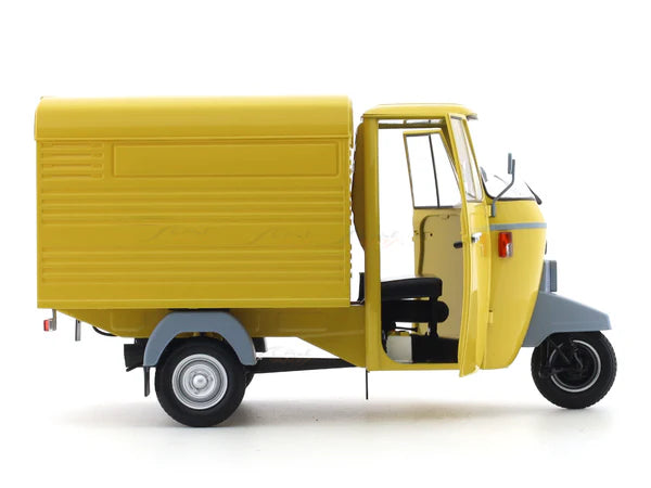 Piaggio Ape P501 year 1979 galbena cu vitrina plexiglass - 1/18 Mitica