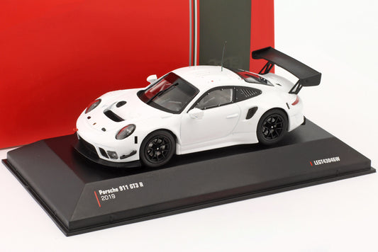 Porsche 911 GT3 R 2019 alb cu vitrina plexiglass - 1/43 Ixo Models