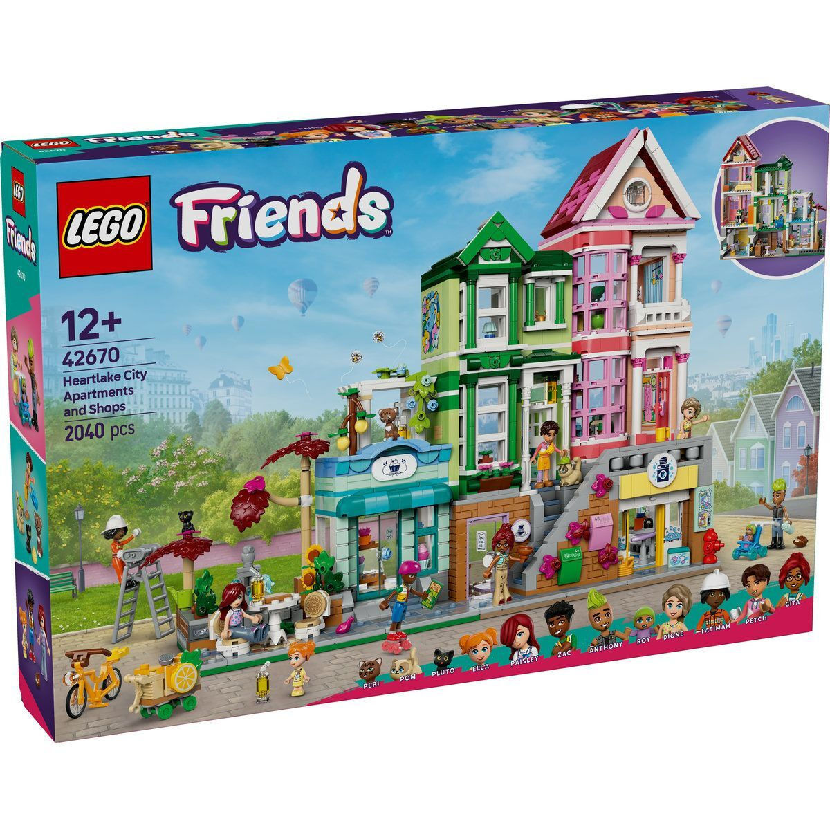 LEGO Friends 42670 - Apartamente si magazine in orasul Heartlake (2040 piese)