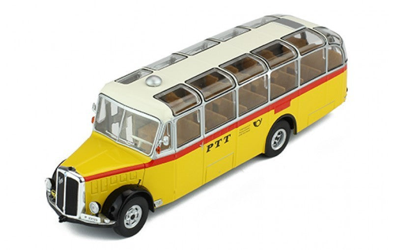 Autobuz Saurer L4C Bus year 1959 galben /rosu/argintiu - 1/43 Ixo