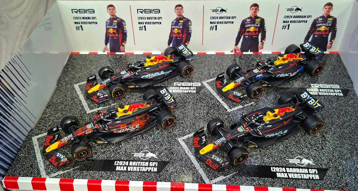 Set 4 machete Formula 1 M. Verstappen Red Bull Racing Formula 1 World Champion 2023-2024 - 1/43 Bburago