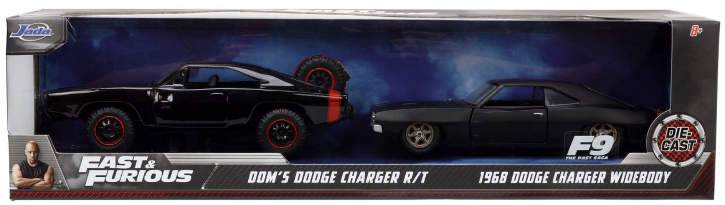 Set 2 masinute Fast And Furious - Dodge Charger R/T si Dodge Charger Widebody - 1/32 Jada