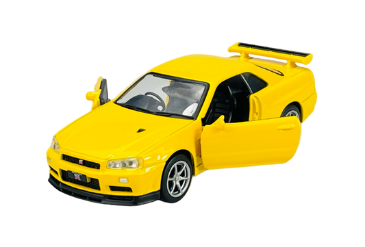 Nissan GT-R34 V-Spec II galben - 1/36 Tayumo