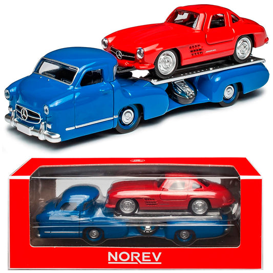 Set 2 masinute Mercedes Race Transporter si Mercedes SL 1955 - 1/64 Norev