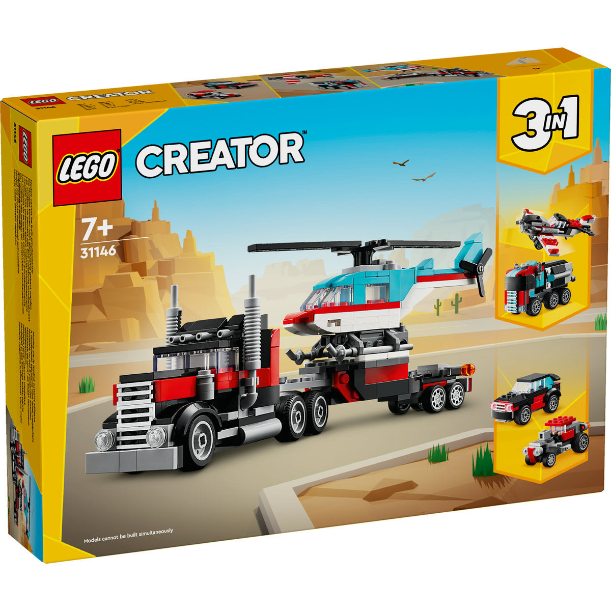 LEGO Creator 3in1  31146- Camioneta-platforma cu elicopter (270 piese)