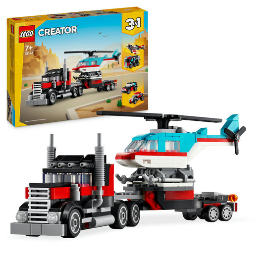 LEGO Creator 3in1  31146- Camioneta-platforma cu elicopter (270 piese)