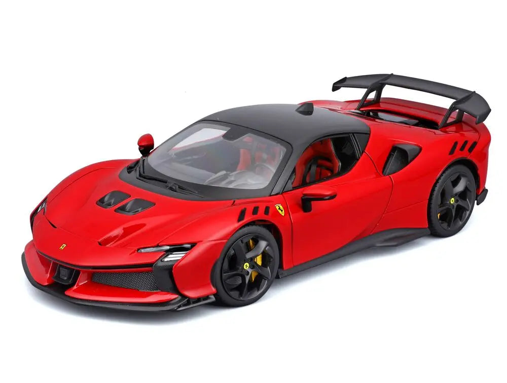 Ferrari SF90 XX Stradale cu pavilionul negru si scaune rosii - 1/18 Bburago