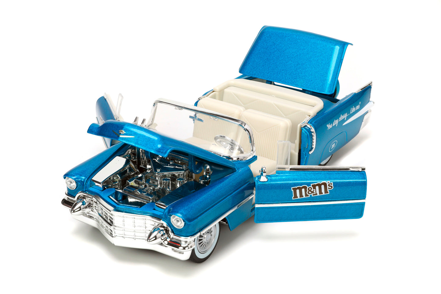 Cadillac Eldorado 1956 si figurina M&M's blue - 1/24 Jada