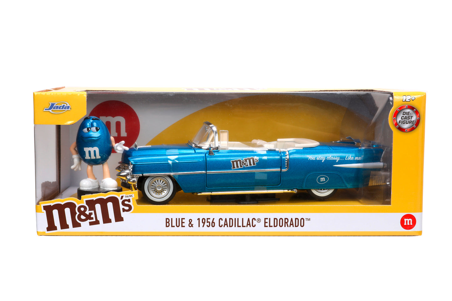 Cadillac Eldorado 1956 si figurina M&M's blue - 1/24 Jada