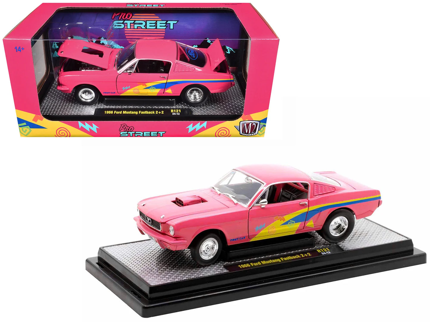 Ford Mustang Fastback 2+2 1966 R121 roz - 1/24 M2 Machines