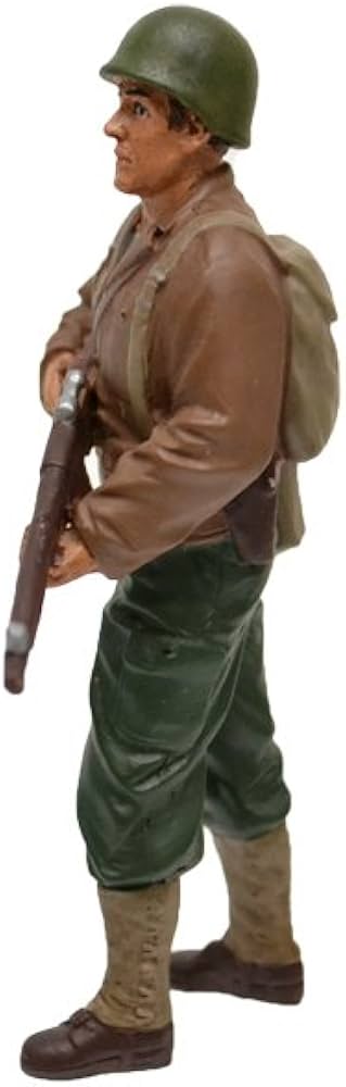 Figurina soldat tine pusca cu ambele maini  - 1/18 American Diorama