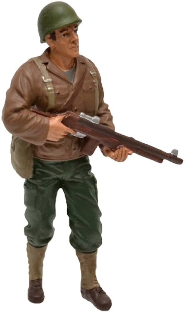 Figurina soldat tine pusca cu ambele maini  - 1/18 American Diorama