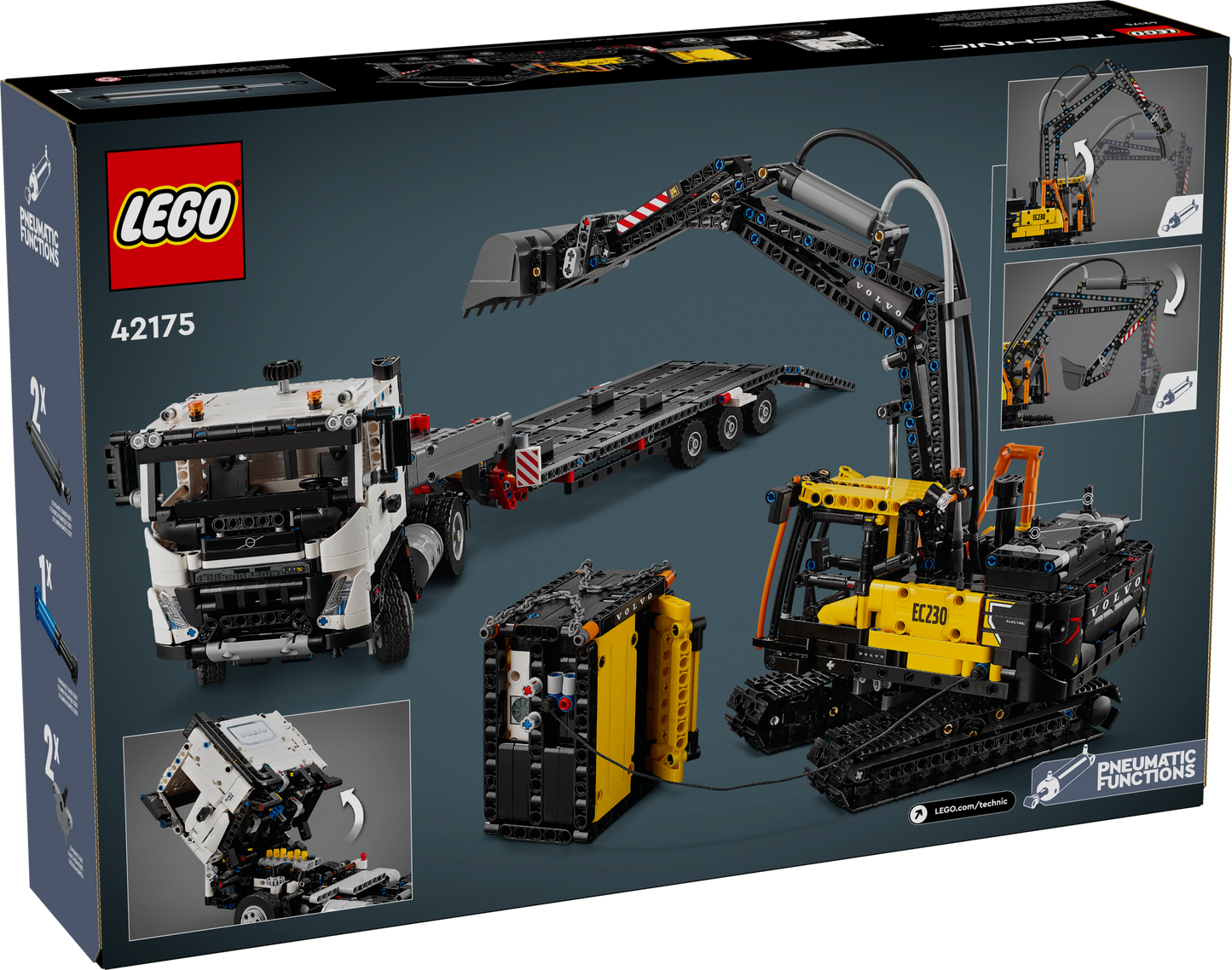 LEGO Technic 42175 - Camionul FMX si excavatorul electric EC230 de la Volvo (2274 piese)