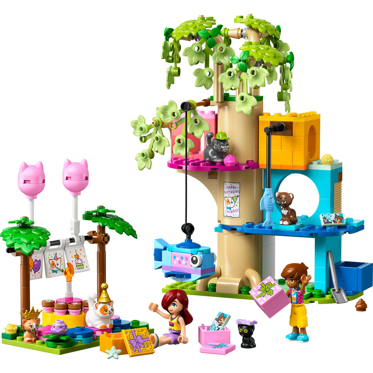 LEGO Friends 42666 - Petrecere de ziua de nastere a pisicii si casuta in copac (321 piese)