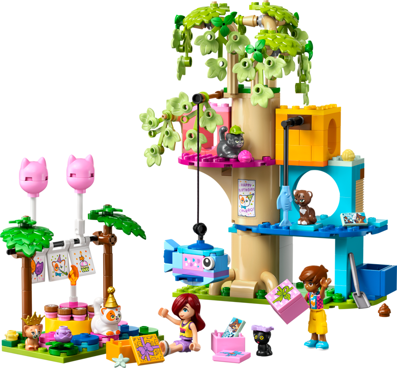 LEGO Friends 42666 - Petrecere de ziua de nastere a pisicii si casuta in copac (321 piese)