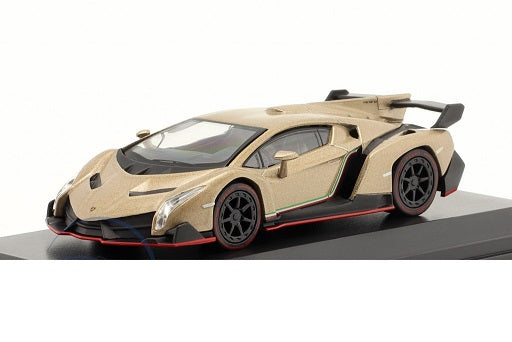 Lamborghini Veneno gold cu vitrina plexiglass - 1/64 Kyosho
