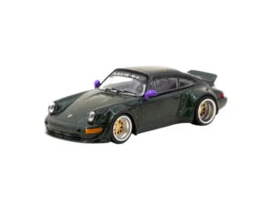 Porsche RWB 964 verde cu vitrina plexiglass - 1/64 Tarmac