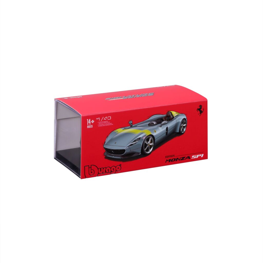 Ferrari Monza SP1 gri/galben cu vitrina plexiglass - 1/43 Bburago Signature
