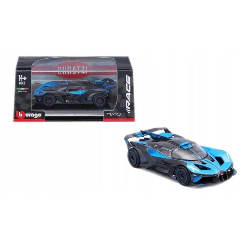 Bugatti Bolide gri/albastru cu vitrina plexiglass - 1/43 Bburago