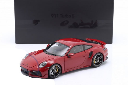Porsche 911 (992) Turbo S Coupe Sport Design 2021 rosu - 1/18 Minichamps