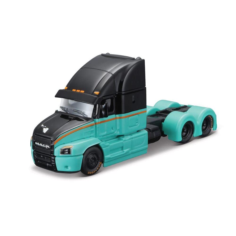 Camion Cap Tractor Mack Anthem negru/turquoise - 1/64 Maisto Design