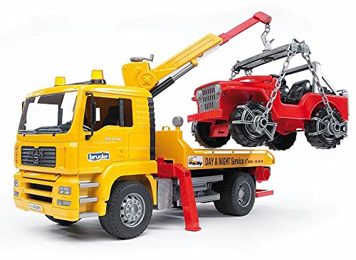 BRUDER 02750 - Camion de tractare MAN cu masina de teren Jeep