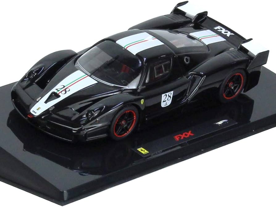 Ferrari Fxx negru #28  cu vitrina plexiglass - 1/43 Hot Wheels Elite