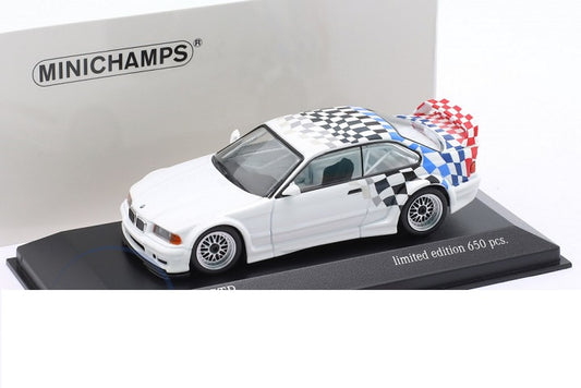 BMW M3 GTR E36 1993 alb Motorsport design 1/650pcs cu vitrina plexiglass - 1/43 Minichamps