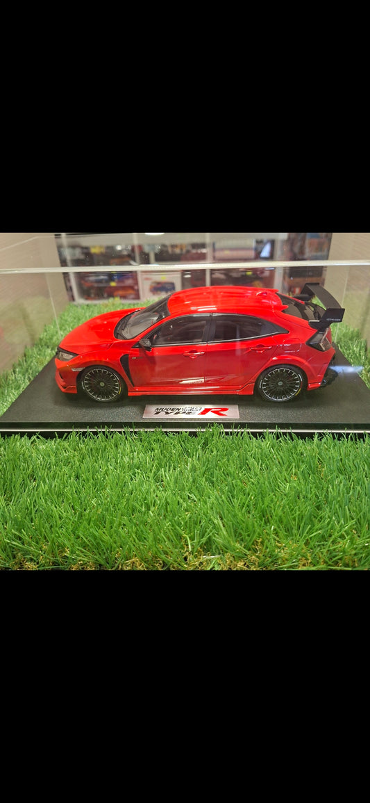 Honda Civic Mugen Type R rosie cu vitrina plexiglass - 1/18 Pop Race