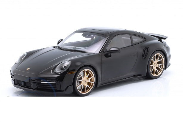Porsche 911 (992) Turbo S Coupe Sport Design 2024 negru cu jante aurii 1/555pcs - 1/18 Minichamps
