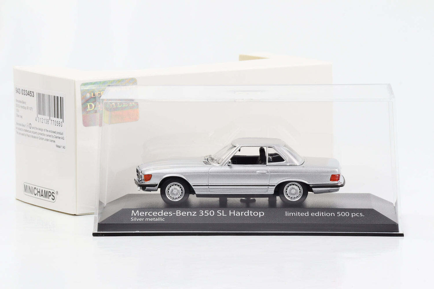 Mercedes-Benz 350 SL Hardtop 1/500pcs cu vitrina plexiglass - 1/43 Minichamps