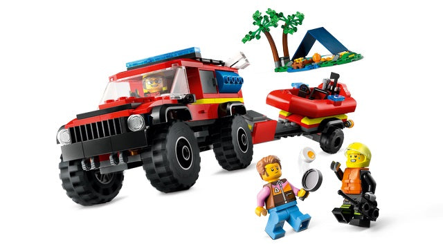 LEGO City 60412 - Camion 4x4 si barca de pompieri (301 piese)