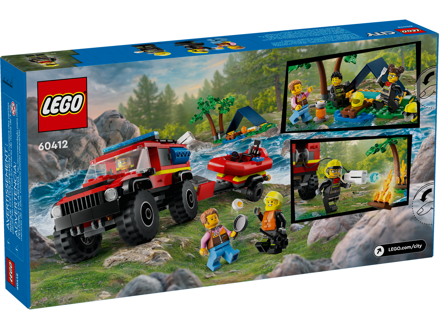 LEGO City 60412 - Camion 4x4 si barca de pompieri (301 piese)
