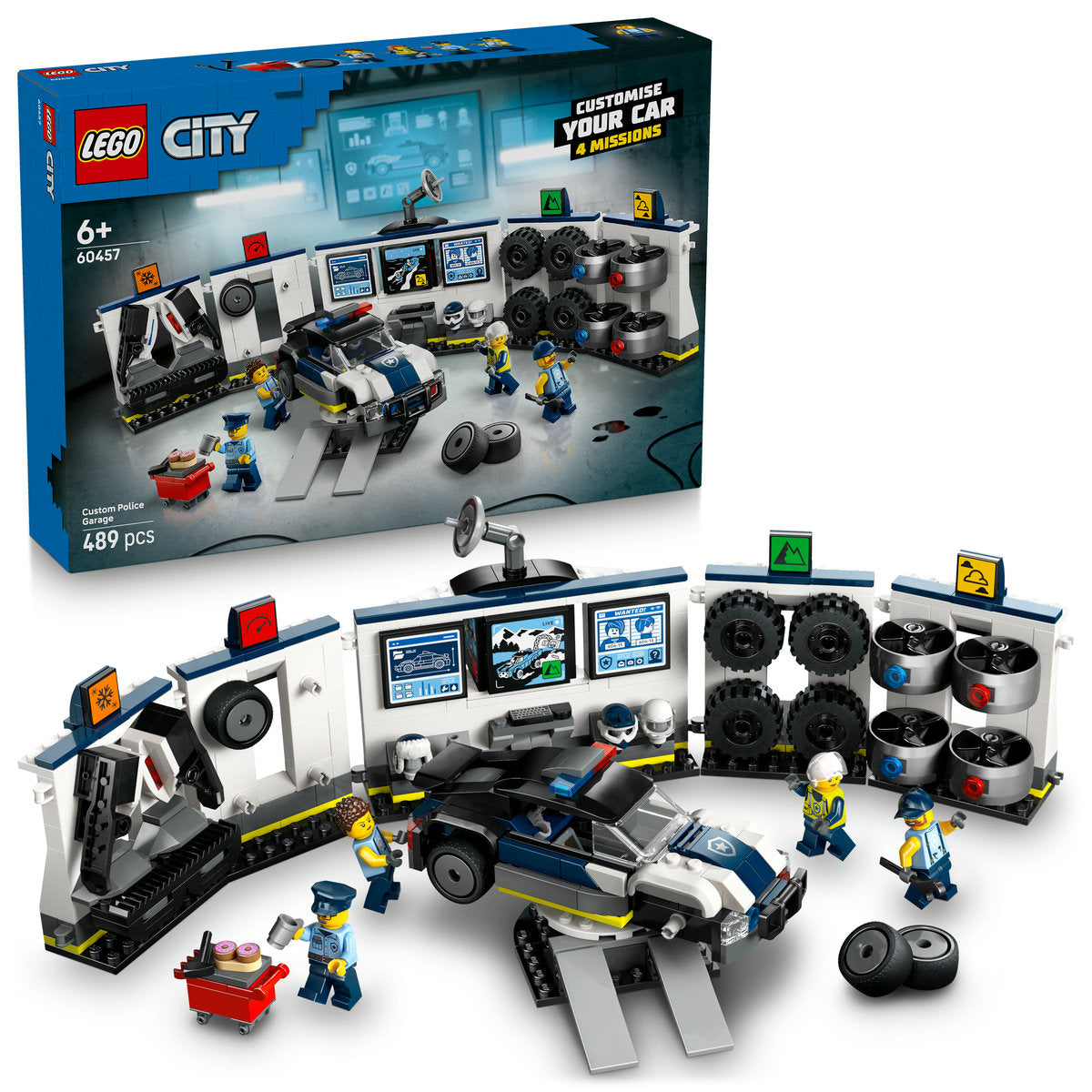 Lego City 60457 - Garaj personalizat pentru masini de politie (489 piese)