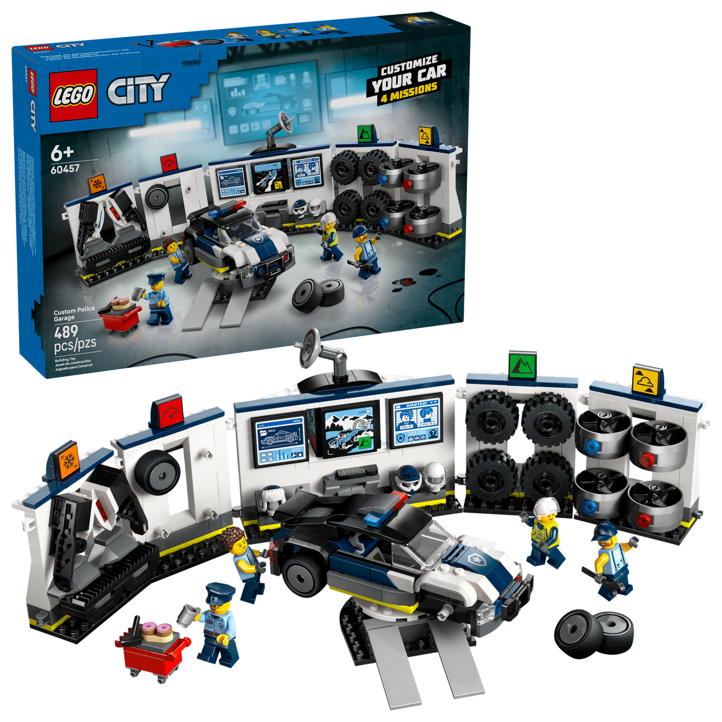 Lego City 60457 - Garaj personalizat pentru masini de politie (489 piese)