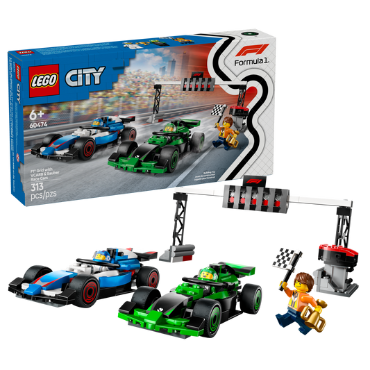 LEGO City 60474 - Grila de start F1 cu masini de curse VCARB si Sauber (313 piese)