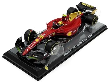 Formula 1 Ferrari F1-75 Carlos Sainz 2022 #55 cu vitrina plexiglass - 1/24 Bburago