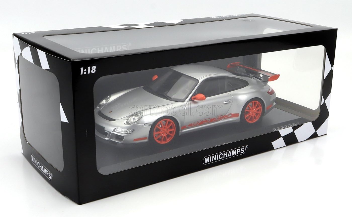 Porsche 911 GT3 RS 2007 (argintiu/portocaliu) - 1/18 Minichamps